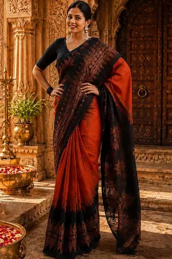 Ethnic motifs zari handloom kanjeevaram saree