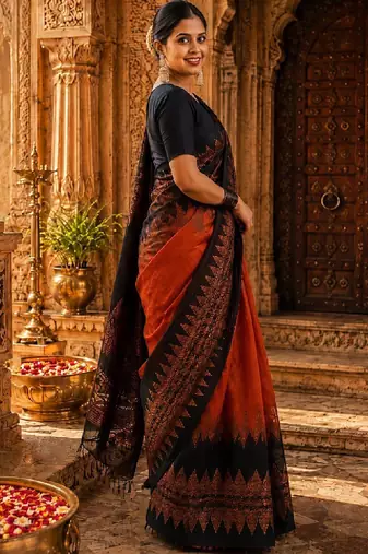 Ethnic motifs zari handloom kanjeevaram saree