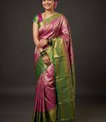 Ethnic motifs zari art silk handloom kanjeevaram saree