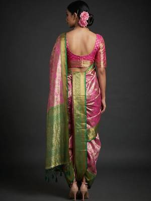 Ethnic motifs zari art silk handloom kanjeevaram saree 2