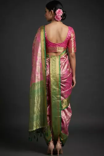Ethnic motifs zari art silk handloom kanjeevaram saree