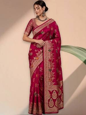 Woven design zari silk blend kanjeevaram saree 1