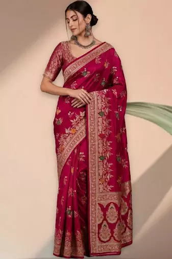 Woven design zari silk blend kanjeevaram saree