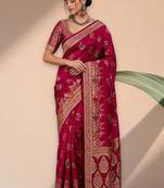 Woven design zari silk blend kanjeevaram saree