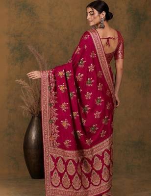 Woven design zari silk blend kanjeevaram saree 2