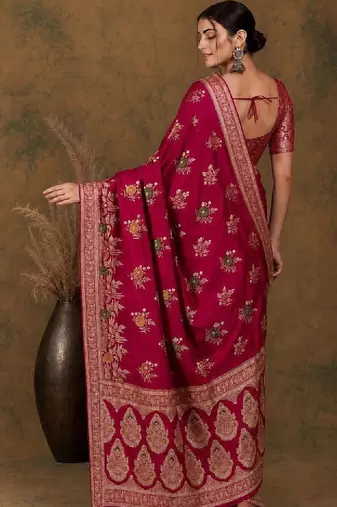 Woven design zari silk blend kanjeevaram saree