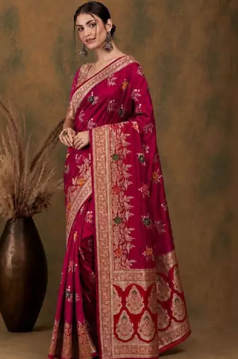 Woven design zari silk blend kanjeevaram saree