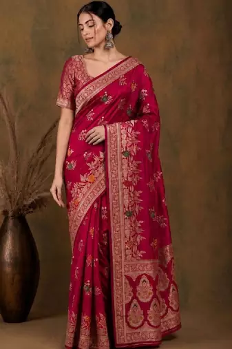 Woven design zari silk blend kanjeevaram saree
