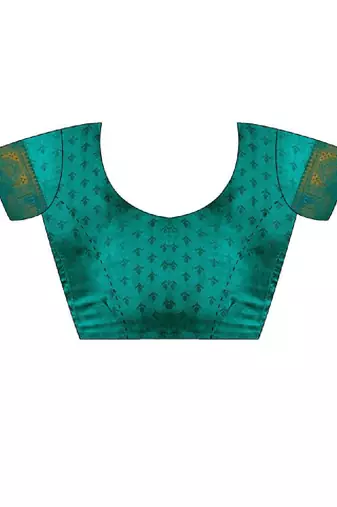 Teal kanjivaram woven design sarees with blouse piece unstiched blouse