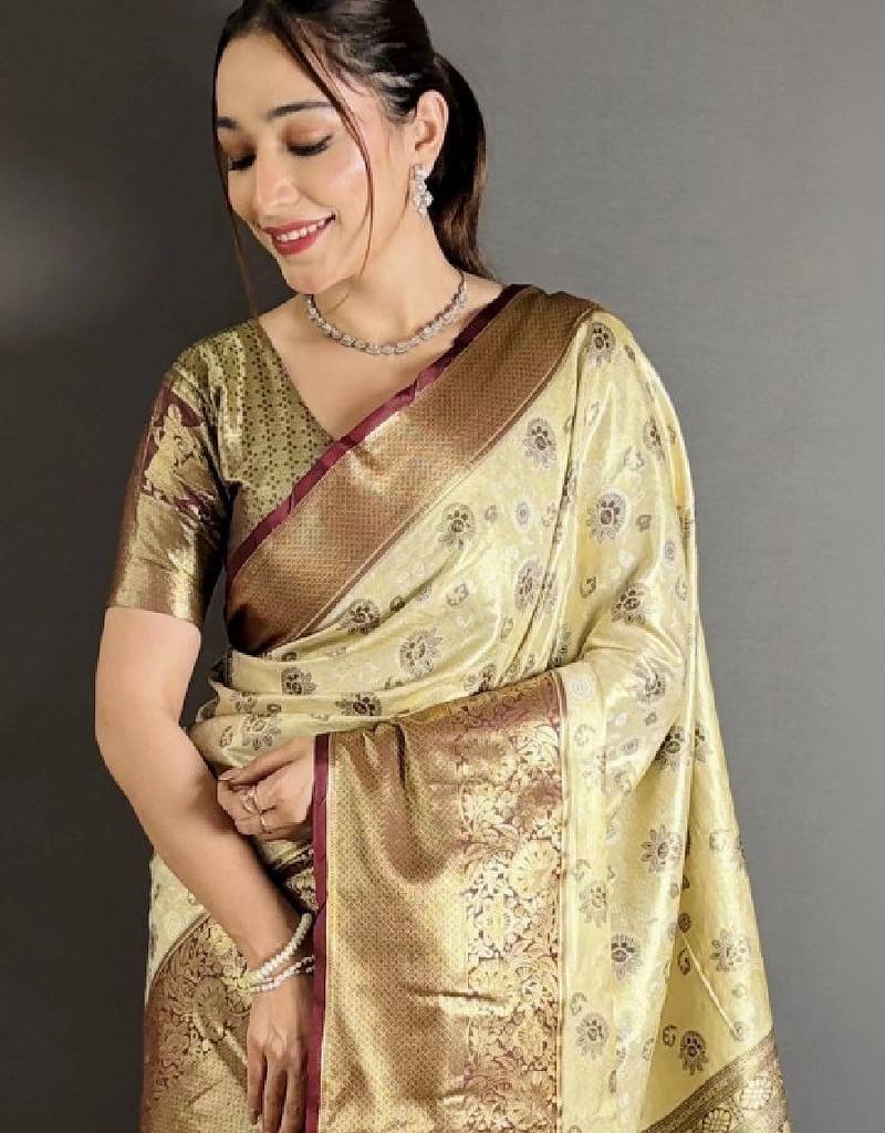 Woven design zari silk blend handloom kanjeevaram saree