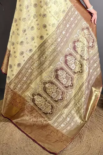 Woven design zari silk blend handloom kanjeevaram saree