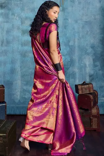 Woven design kanjeevaram saree with blouse piece