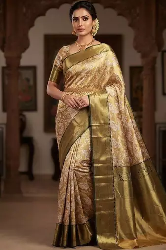 Woven design zari silk blend kanjeevaram saree