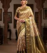 Woven design zari silk blend kanjeevaram saree