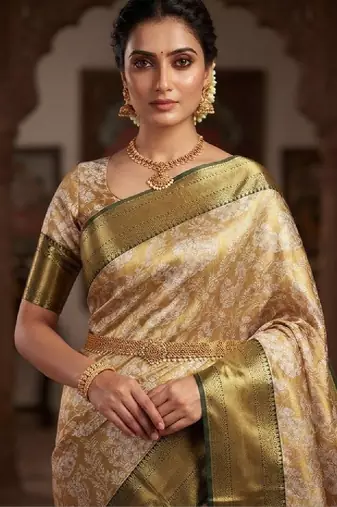 Woven design zari silk blend kanjeevaram saree