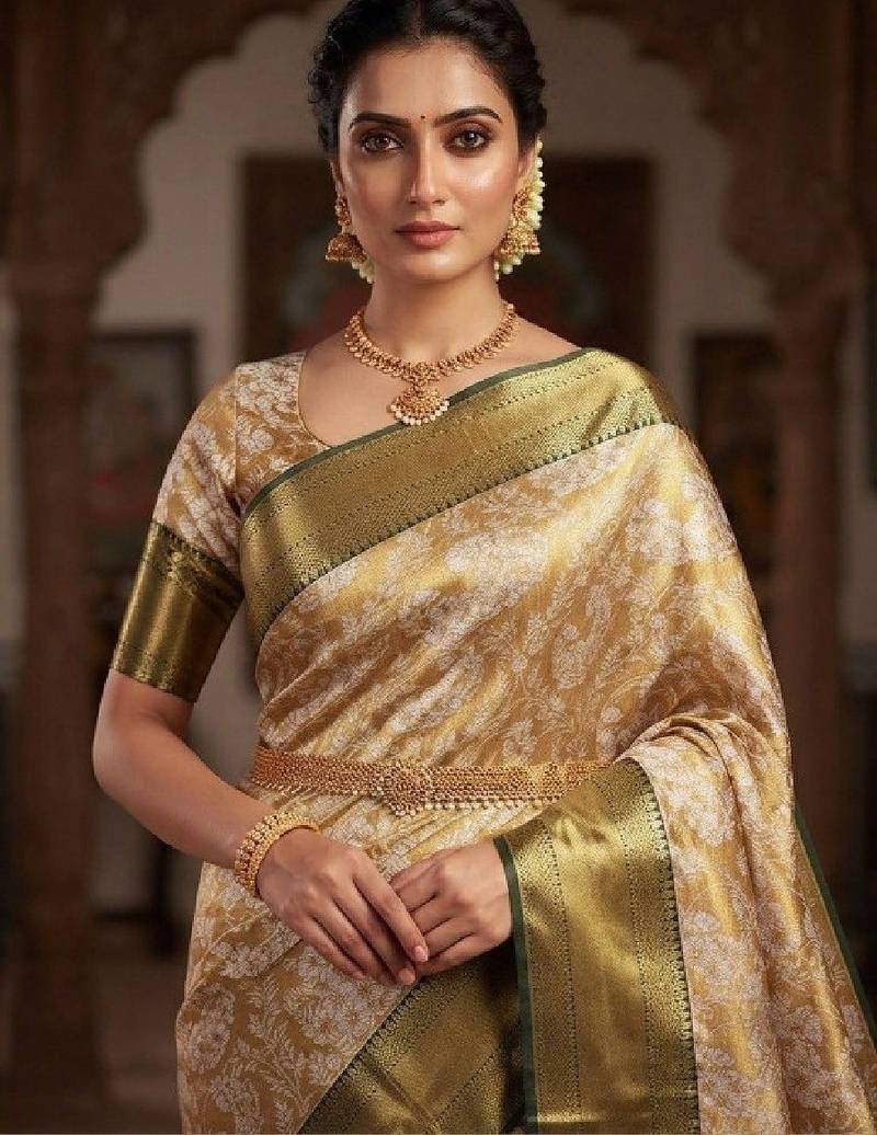 Woven design zari silk blend kanjeevaram saree