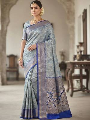 Woven design zari silk blend kanjeevaram saree 1