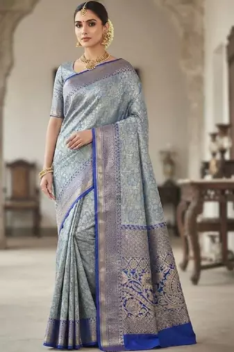Woven design zari silk blend kanjeevaram saree