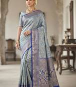 Woven design zari silk blend kanjeevaram saree