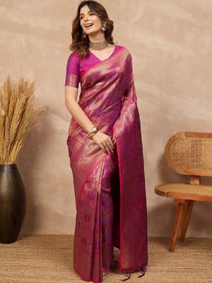 Woven design zari art silk designer kanjeevaram saree 1