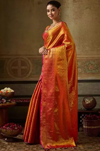 Zari silk blend designer kanjeevaram saree