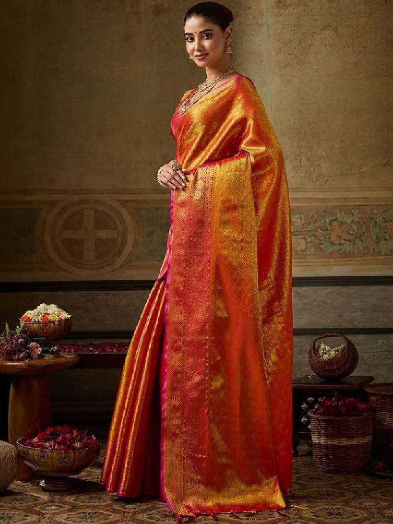 Zari silk blend designer kanjeevaram saree