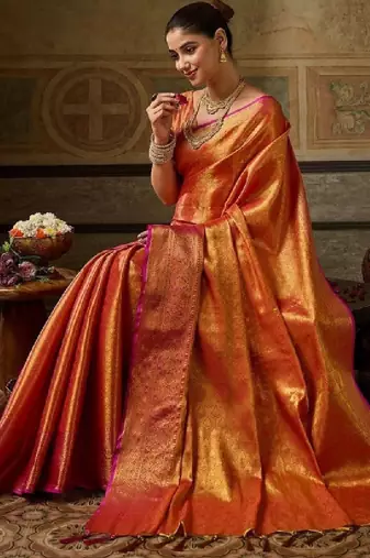 Zari silk blend designer kanjeevaram saree