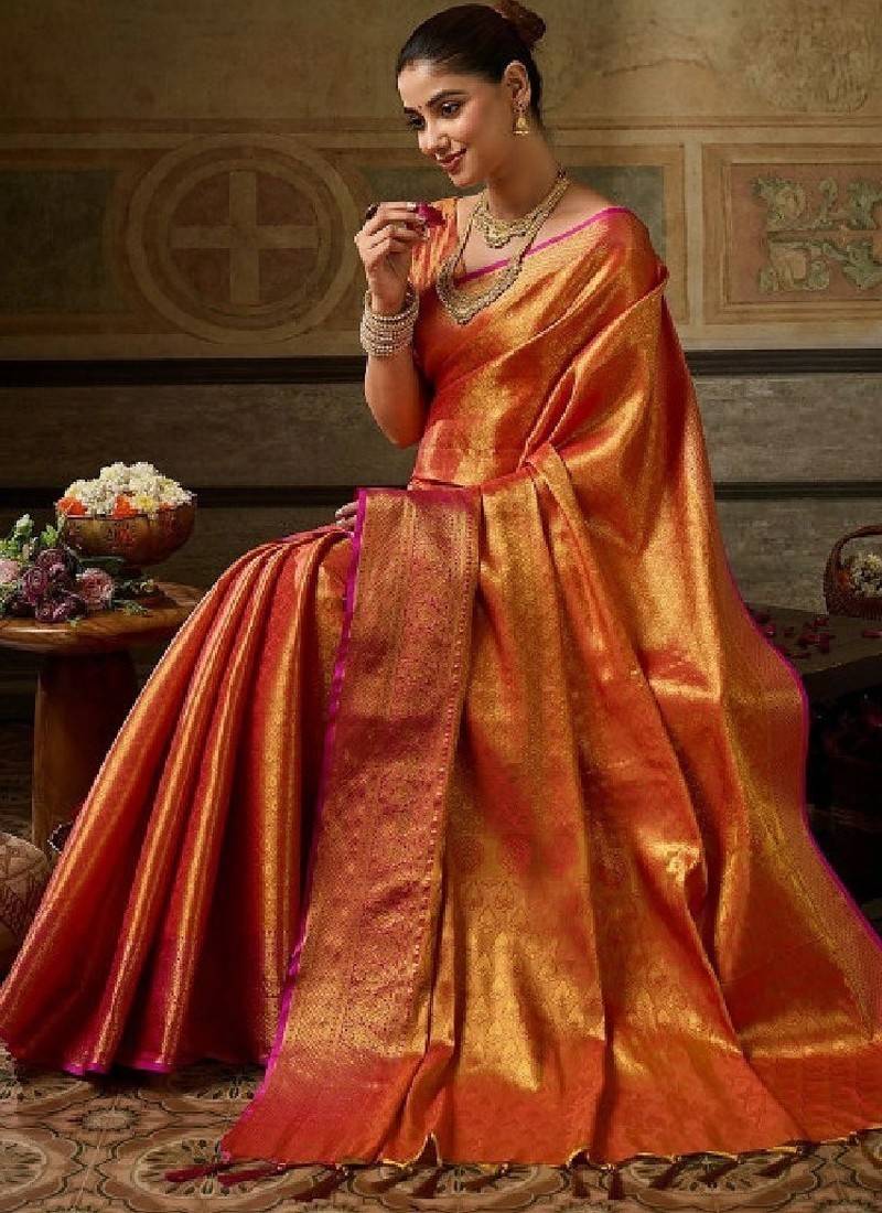 Zari silk blend designer kanjeevaram saree