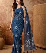 Floral zari pure cotton handloom kanjeevaram saree