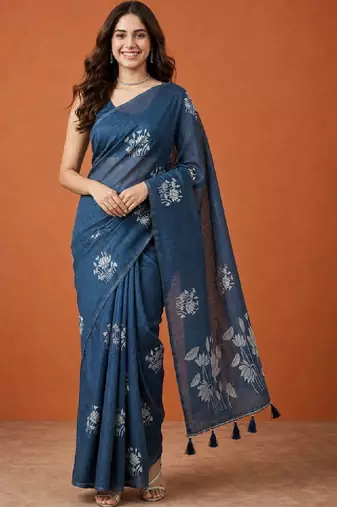 Floral zari pure cotton handloom kanjeevaram saree