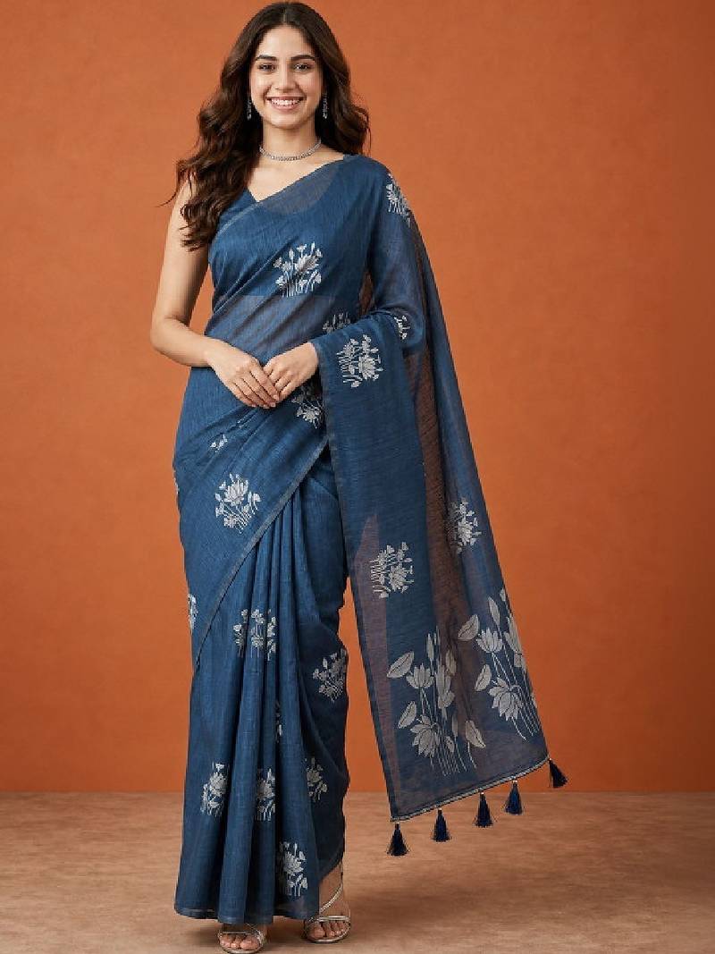 Floral zari pure cotton handloom kanjeevaram saree
