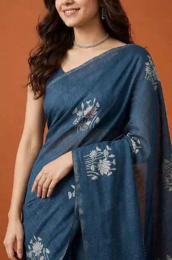 Floral zari pure cotton handloom kanjeevaram saree