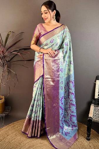 Woven design zari silk blend designer kanjeevaram saree