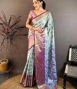 Woven design zari silk blend designer kanjeevaram saree
