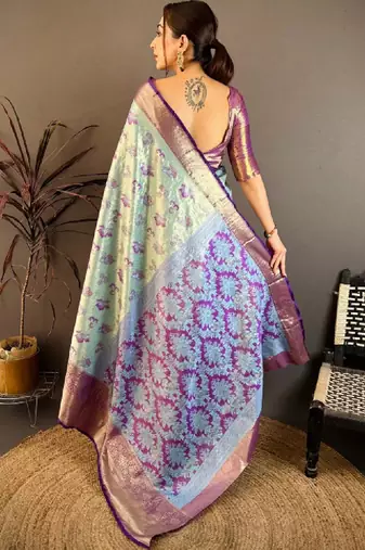 Woven design zari silk blend designer kanjeevaram saree