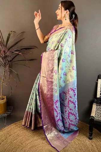 Woven design zari silk blend designer kanjeevaram saree