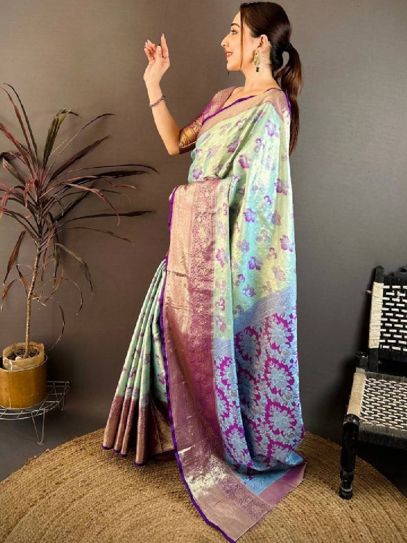 Woven design zari silk blend designer kanjeevaram saree