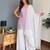 Lavender faux georgette embroidered kurta pant dupatta set