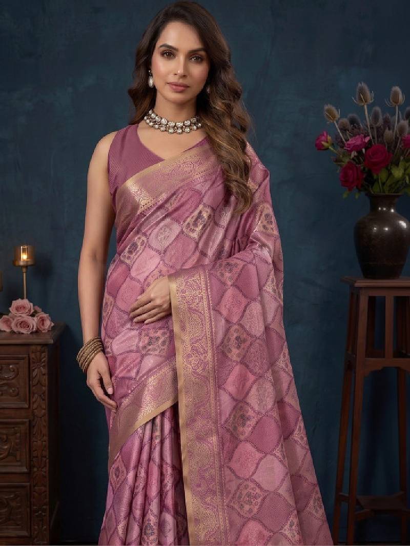 Woven design zari silk blend kanjeevaram saree