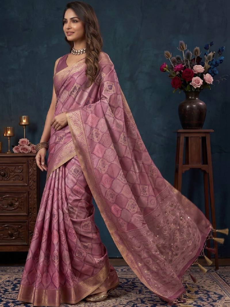 Woven design zari silk blend kanjeevaram saree