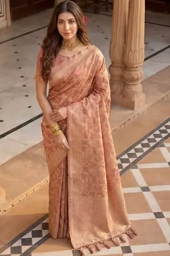 Woven design zari silk blend designer kanjeevaram saree