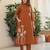 Brown rayon slub printed kurta pant dupatta set
