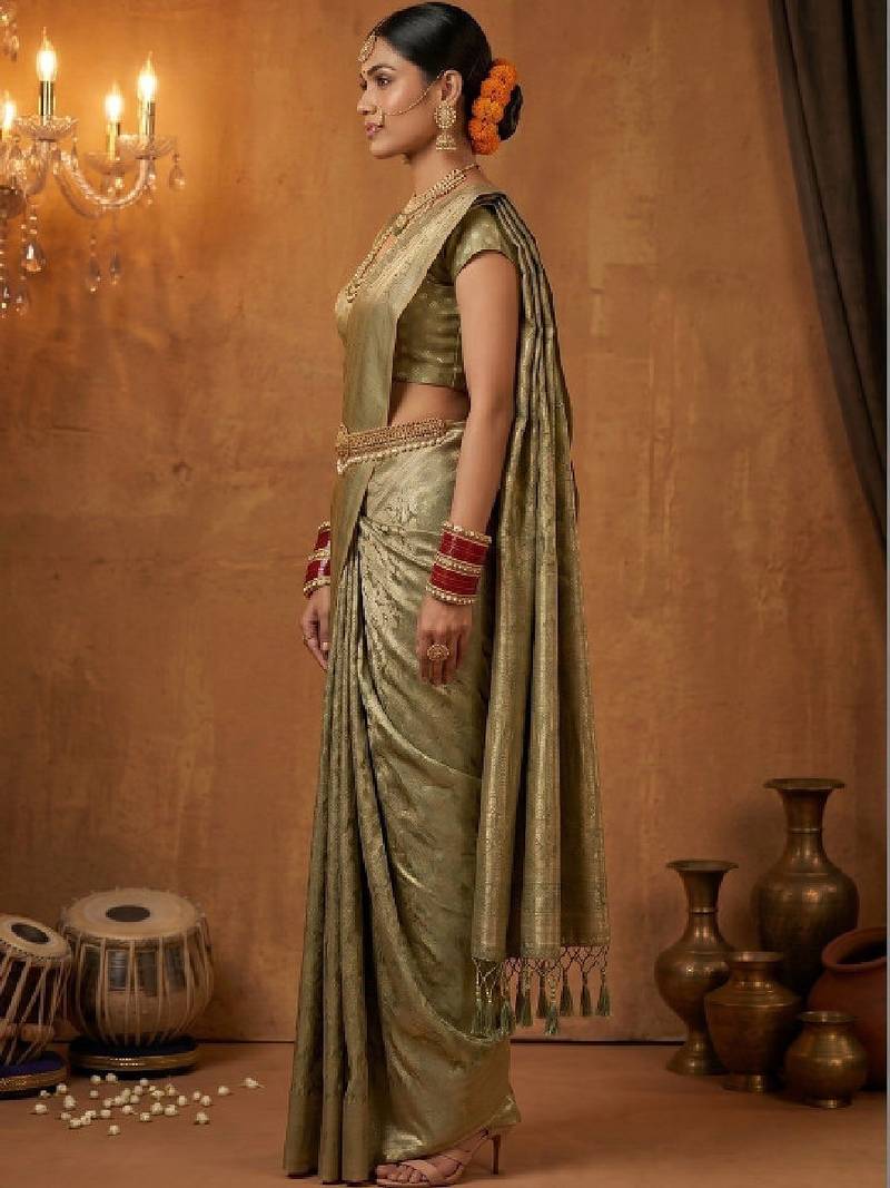 Paisley zari art silk designer kanjeevaram saree