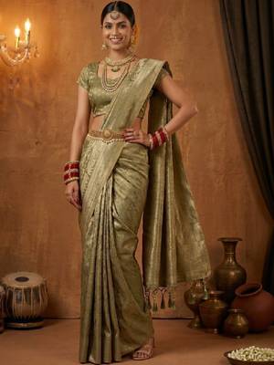 Paisley zari art silk designer kanjeevaram saree 3