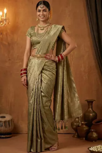 Paisley zari art silk designer kanjeevaram saree