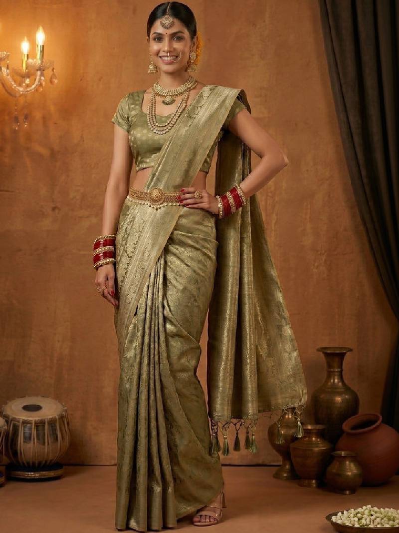 Paisley zari art silk designer kanjeevaram saree