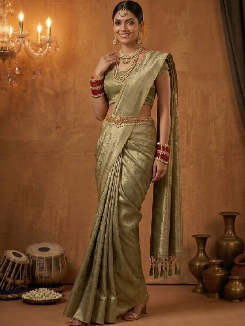 Paisley zari art silk designer kanjeevaram saree