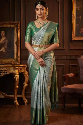 Ethnic motifs zari art silk handloom kanjeevaram saree