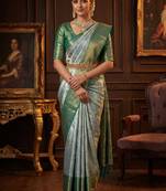 Ethnic motifs zari art silk handloom kanjeevaram saree