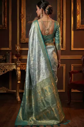 Ethnic motifs zari art silk handloom kanjeevaram saree